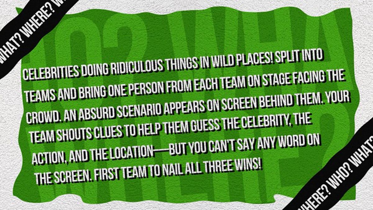 Who? What? Where? image number null